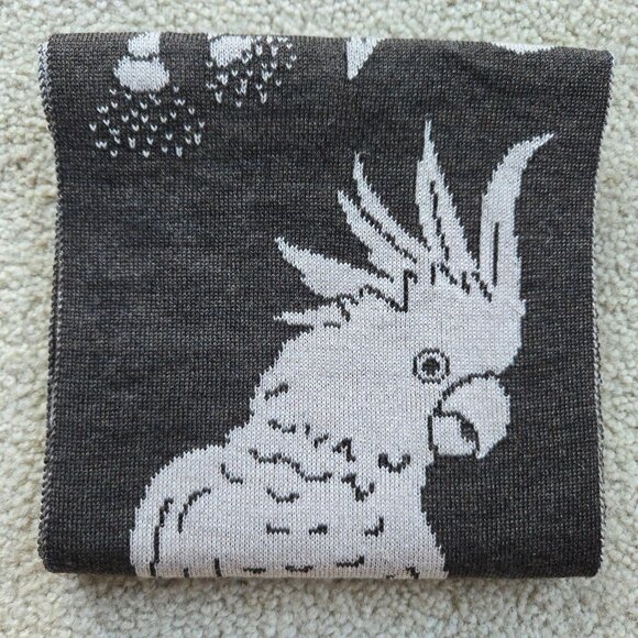 NWOT Otto & Spike Merino Scarf Knit Wool Cockatoo Parrot Bird BROWN - Picture 9 of 9